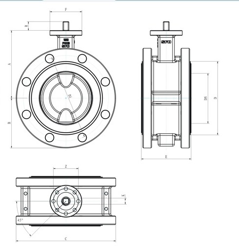Short Double Flange Fully Lined Butterfly Valve supplier